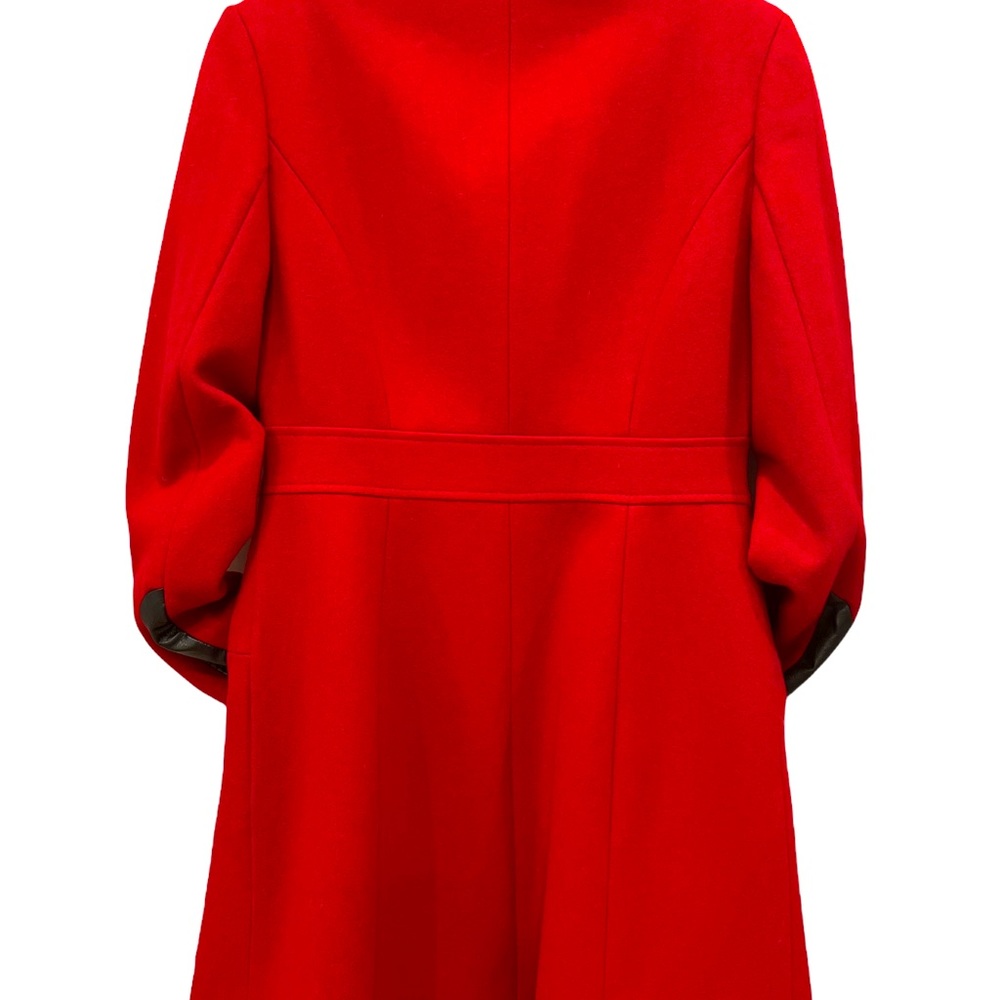 Via Spiga Red Wool + Black Faux Leather Posh Peatcoat - Picture 14 of 16